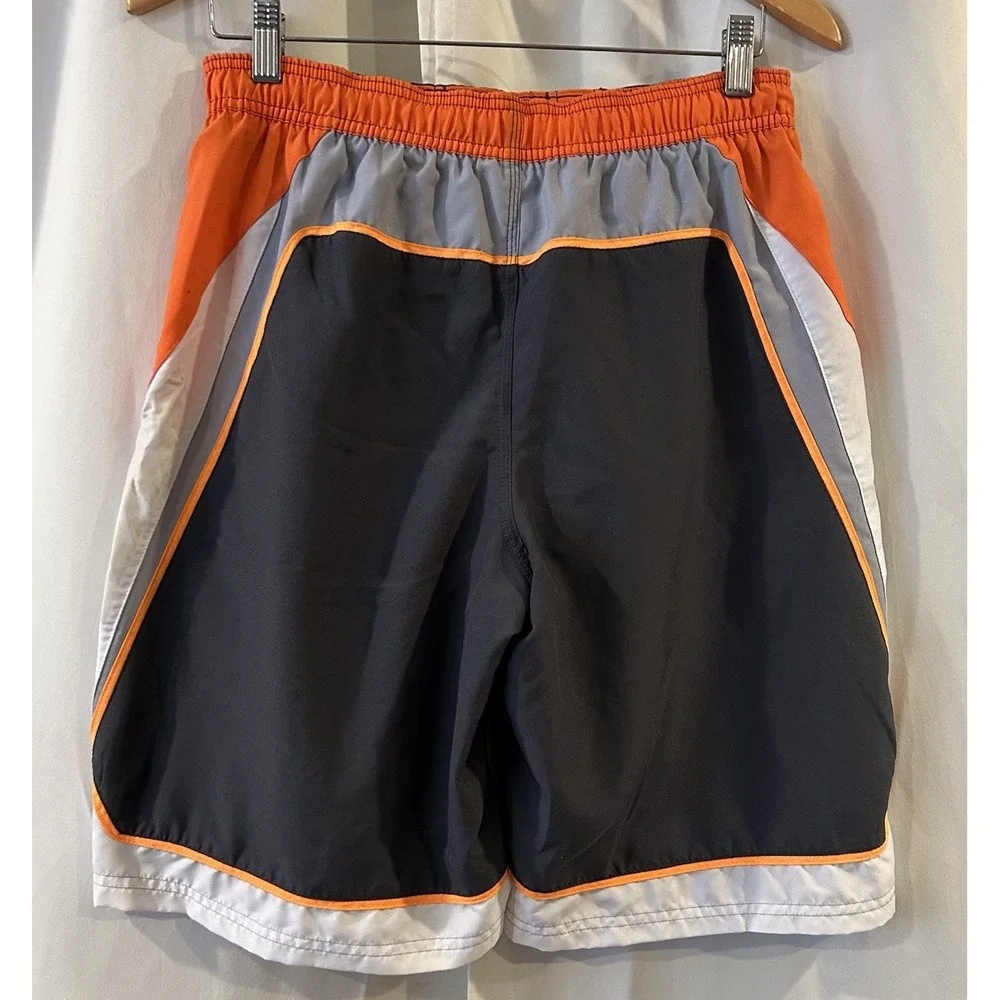 Nike Swim Trunks Mens Medium Gray Orange Shorts Pool Beach Swimming‎ Surfing